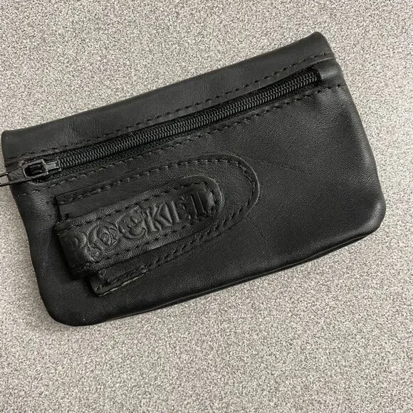 Bugatti Black Leather Wallet Mens Zip Change Pouch Money Clip Spare Pocket